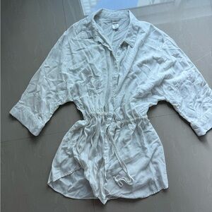 L space White Drawstring cover up